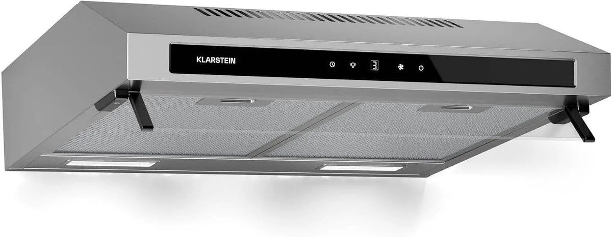 Klarstein hotte aspirante, Hotte murale de cuisine 60 cm, Double moteur 2x60 W, 400 m³/h, Purista Force, Filtre à charbon actif, CEE C, Éclairage LED
