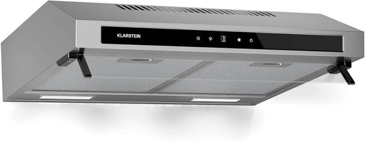 Klarstein hotte aspirante, Hotte murale de cuisine 60 cm, Double moteur 2x60 W, 400 m³/h, Purista Force, Filtre à charbon actif, CEE C, Éclairage LED