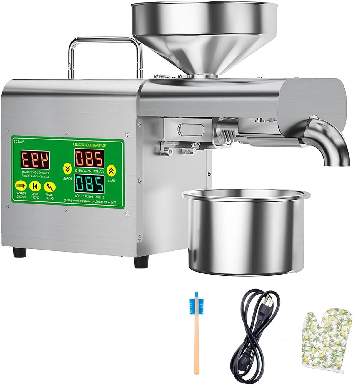 Presse à huile WDDEYYDS, électrique 1500W–Double Mode de Pressage à Froid et à Chaud–Construction, tension 220V
