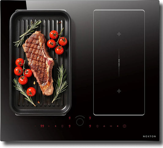 NOXTON plaque à induction, 4 feux avec zones flexibles doubles, puissance 7200 W, minuterie, sécurité enfants, pause, sans prise