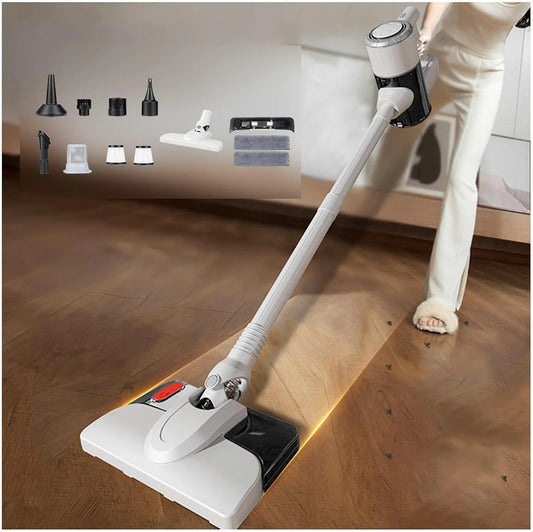 Aspirateur, Tapis, Laveur Balai sans Fil 5 en 1 Compact, Léger, White, Sols Durs