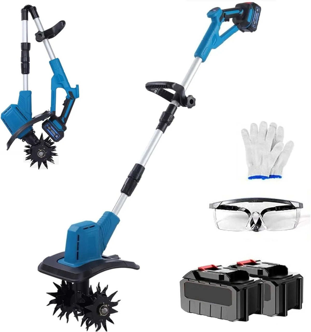 Motobineuse, Électrique Sans Fil 21 V, 30 Cm de Largeur, 20 Cm de Profondeur, Tête de Lame À 4 Rangées