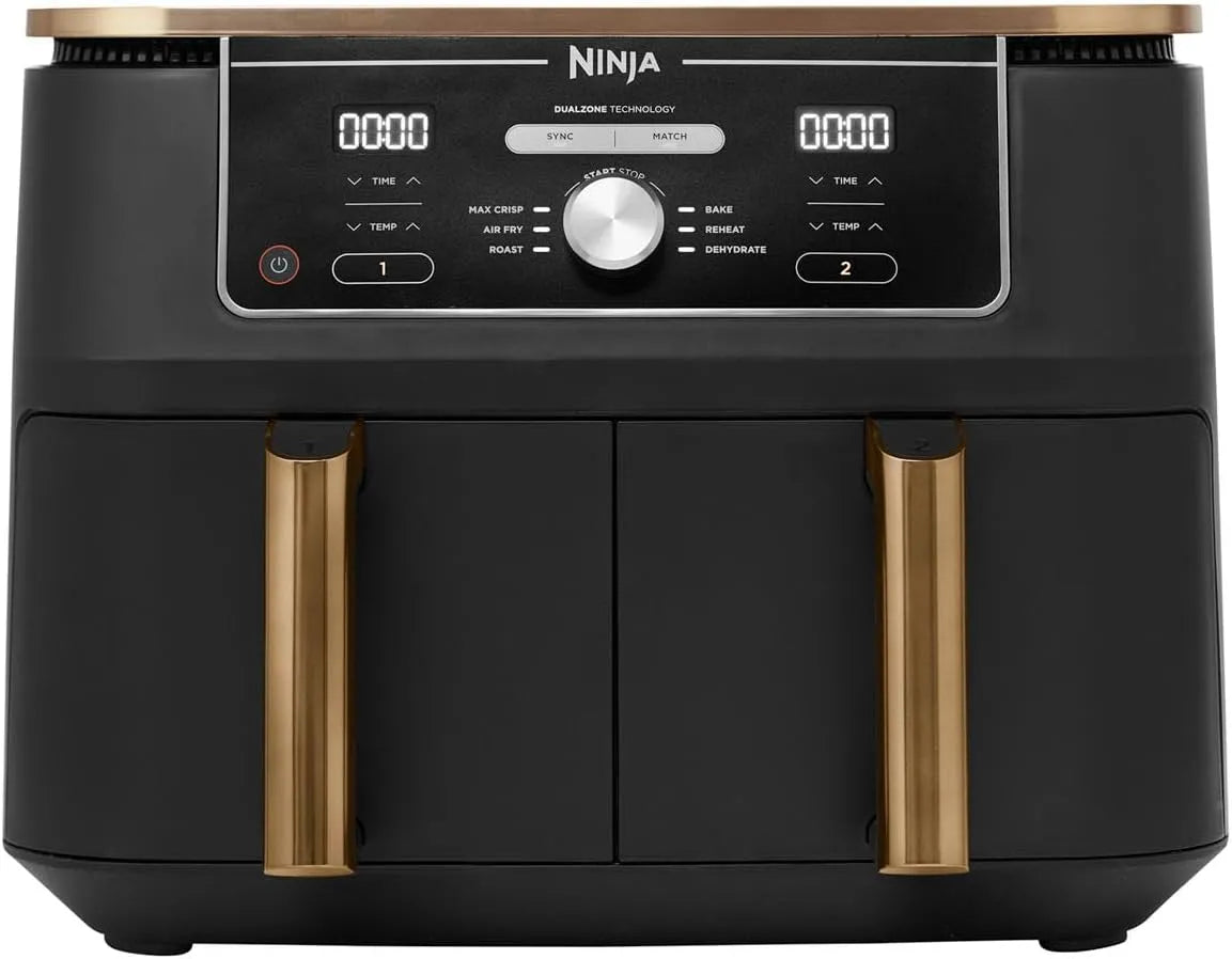 Ninja modèle AF400EUCP, capacité 9,5 L, Foodi MAX Dual Zone Air Fryer, 2 tiroirs, 6-en-1, Air Fry, Max Crisp, Friteuse sans huile, rôtir, cuire