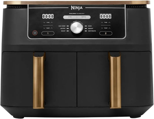 Ninja modèle AF400EUCP, capacité 9,5 L, Foodi MAX Dual Zone Air Fryer, 2 tiroirs, 6-en-1, Air Fry, Max Crisp, Friteuse sans huile, rôtir, cuire
