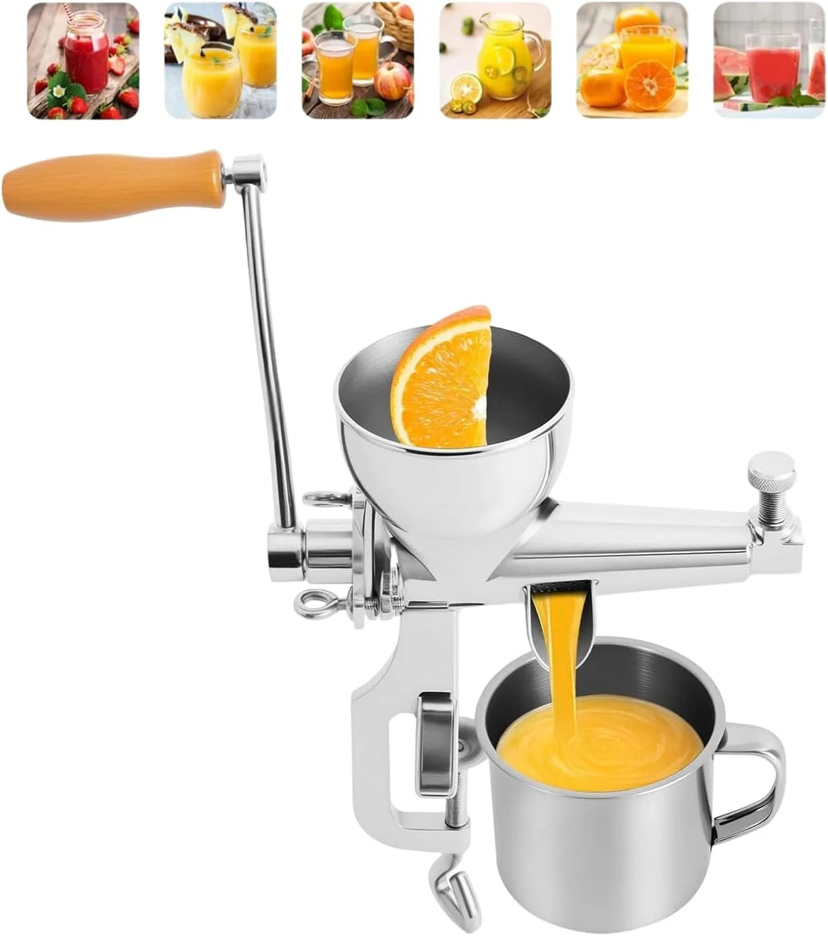 Extracteur de jus, À Froid, pour Céleri Fruits Légumes Herbes, Presseur À Manivelle En Acier Inoxydable