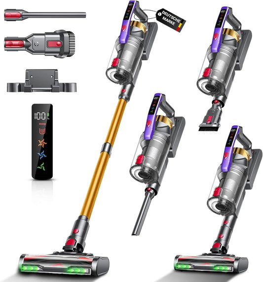Aspirateur balai, puissance 550W, Tapis, Voiture, 50Mins Aspirateur sans Fil Puissant avec Écran LED, 58KPa, Brosse Anti-Emmêlement, Sols Durs