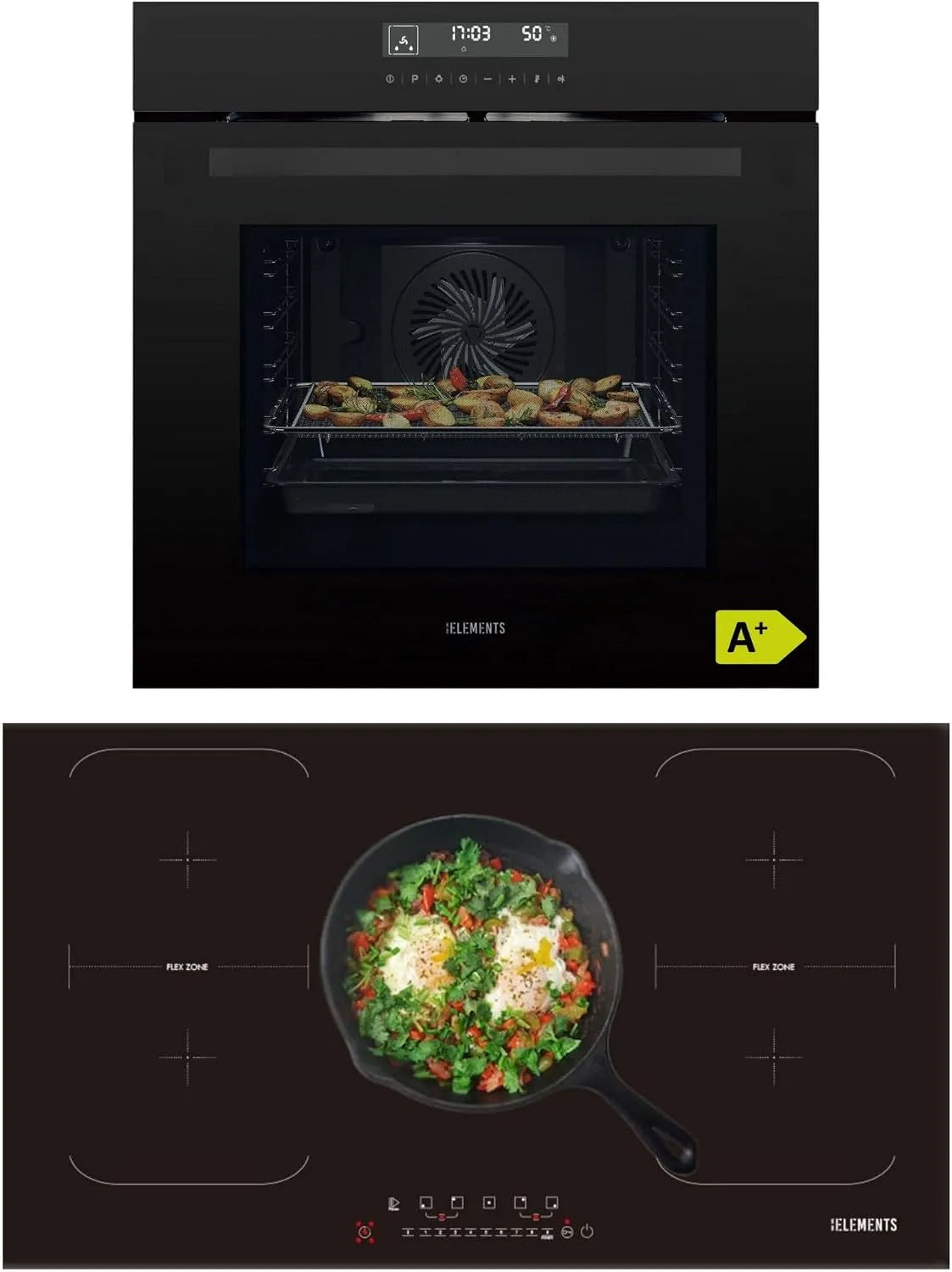 Cuisinière Kit de, Four encastrable de 60 cm, Plaque à induction de 90 cm, autonome, Fonction Air Fry, Grill, Air chaud, Aqua