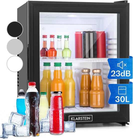 Klarstein réfrigérateur, Frigo de Chambre de 32L pour Snacks et Boissons, Petit Frigo Top Silencieux, 12-18°C, Mini Bar, Camping, Cosmetique