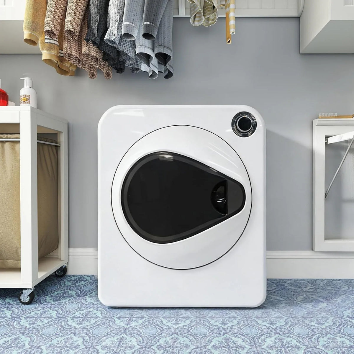 Sèche-linge, capacité nominale: 3 kg, avec élément chauffant en céramique PTC et tambour en acier inoxydable, conception empilable, fixable au mur