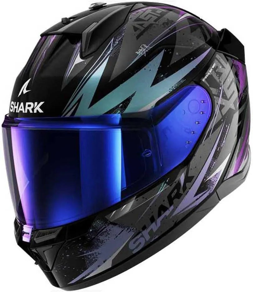 Shark casque moto D-SKWAL 3, Violet, Moto intégral Blast-R finition noire, Bleu