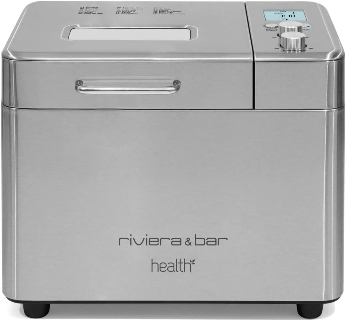 Machine à pain 60min 15h riviera&bar, 3 Tailles, 750g, puissance 500W, Départ Différé, Accessoires Inclus, 18 Programmes, 500g, poids 1kg