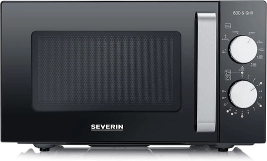 Severin four à micro-ondes MW 7762, Four micro-onde avec fond plat en céramique, cuisson sur 2 niveaux, finition noire, gril 20 L, inox