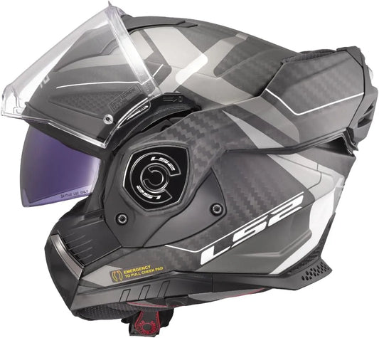 Casque moto LS2, Moto Modulable ADVANT X Carbon Horizon Matt Silver Grey