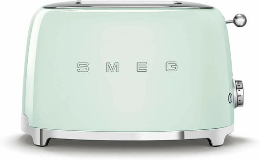 Smeg grille-pain TSF01PGEU, 2 Fentes 36 mm, puissance 950 W, 2 Tranches, 6 Niveaux de Brunissage, Fonction Chauffage, Décongélation et Bagel