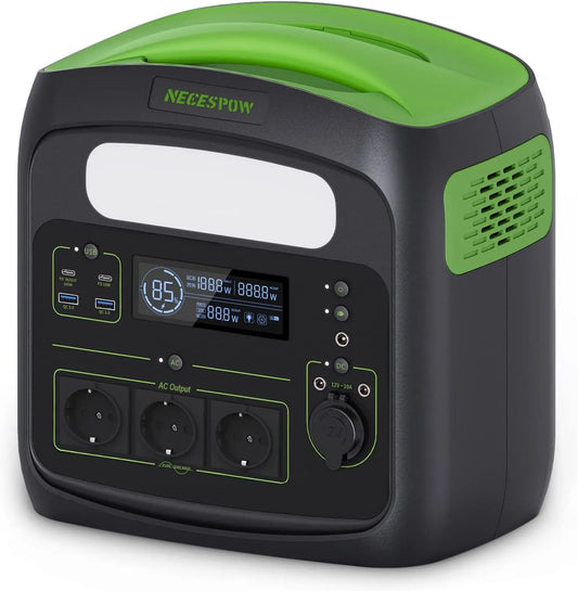 Générateur électrique LiFePo4 576Wh/180000mAh AC 230 V, puissance 700W, pointe 1400W, Alimentation de Secours par Batterie, Solaire 576Wh, Entré