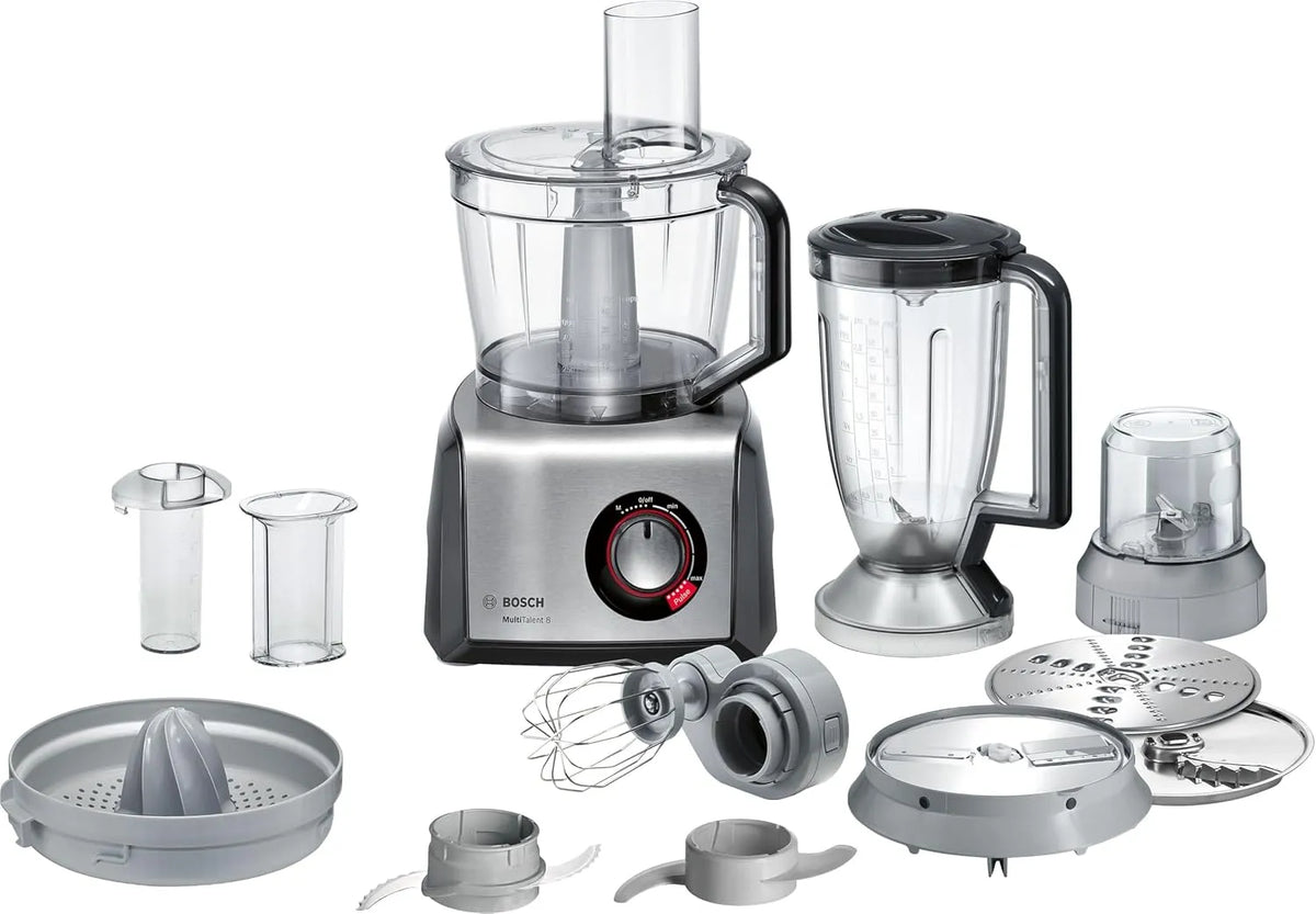 Bosch robot de cuisine MC812M844, puissance 1250 W, MultiTalent 8, polyvalent avec plus de 50 fonctions, coloris finition noire