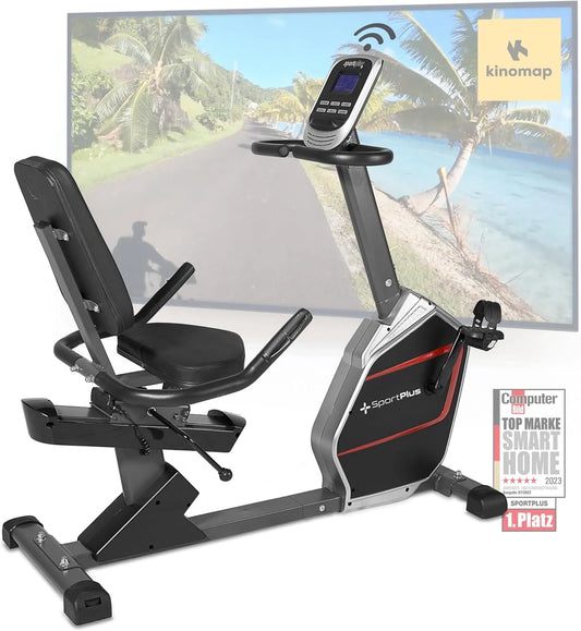Vélo SportPlus, jusqu'à 200 Watts, siège extra souple, Dernière édition, d'appartement avec frein magnétique 24 niveaux de Résistance, fitness assis