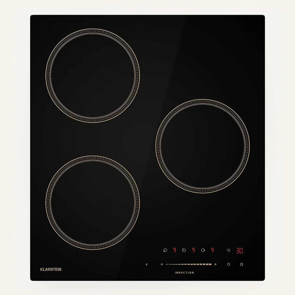 Klarstein plaque à induction, puissance 6600 W Avec Boosters, Design Compact 45 cm, 3 Zones, Victoria Encastrable, Commande Tactile À Curseur