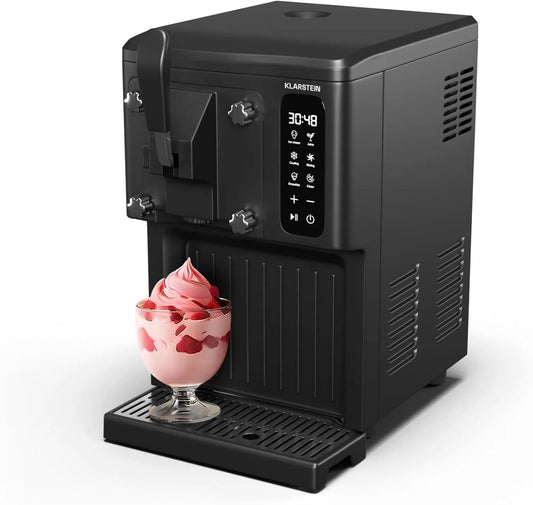 Klarstein machine à glace, Réservoir 1,5L, Mode Maintien au Frais, Distributeur Glace Molles, Nettoyage Auto, 3-en-1, SweetSwirl Sorbetière