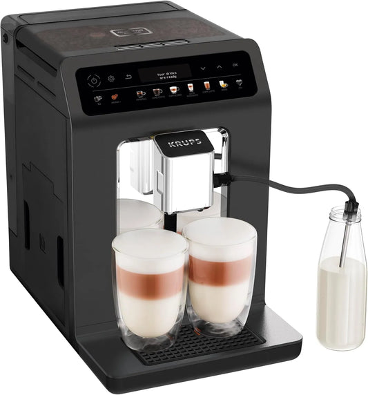 Krups machine à café EA895N10, 12 spécialités, certifié TÜV, écran couleur, fonction 2 tasses, Evidence One automatique avec tuyau à lait