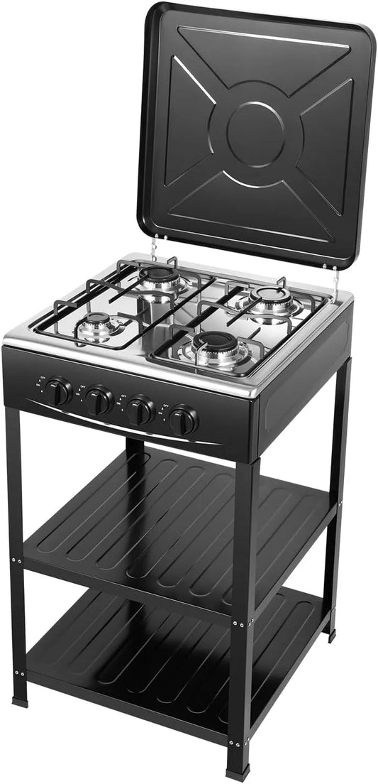 Cuisinière à gaz, Four à gaz à 4 brûleurs, dimensions 49 x 49 x 79 cm, naturel autoportante, Pour camping, voyage, randonné