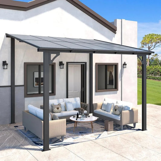 Aluminium x YODOLLA Pergola, Toit Incliné pour Ombre, Aluminium 2.4m x 3m, Pergola Jardin Exterieur, finition noire, Résistant aux UV & Intempéries