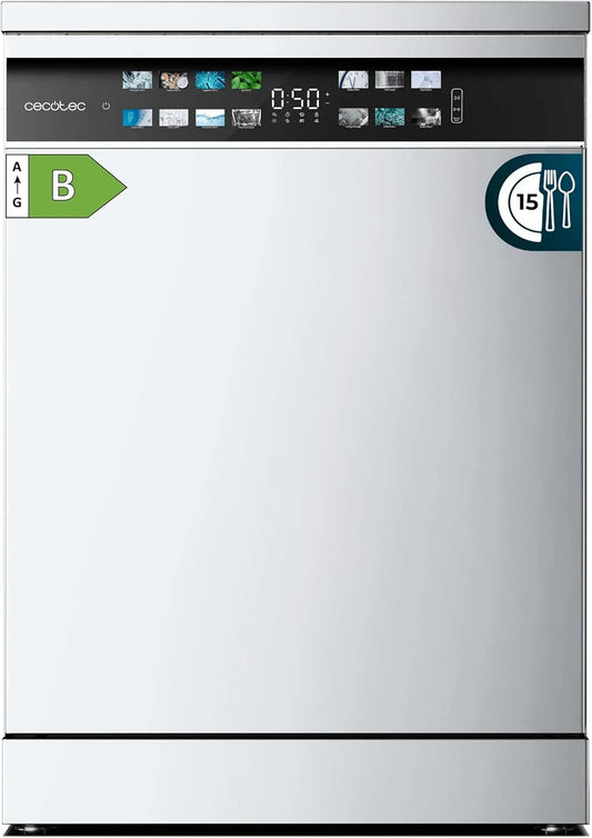 Cecotec lave-vaisselle 6700, 60cm Bolero Aguazero B finition blanche, Moteur Inverter Plus, 15 couverts, O2 Dry, classe énergétique B