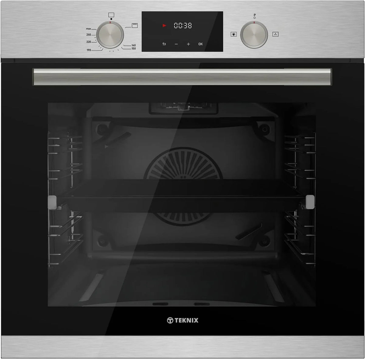 Four BITK264GSX, dimensions 59,5 x 59,5, Teknix 60cm Intégré Gaz, Intégré avec une capacité de 63L, Affichage numérique de la minuterie