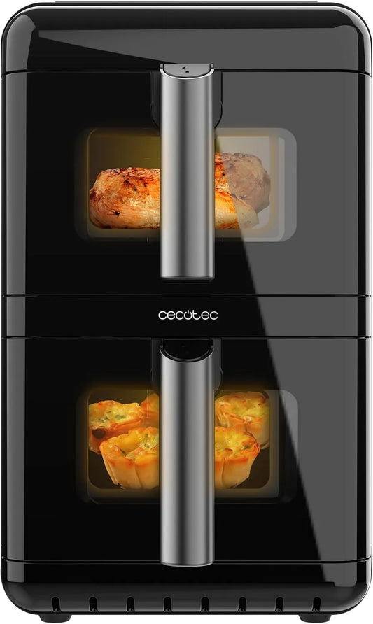 Cecotec friteuse à air chaud 12000, capacité 12 L, Cecofry DuoLevel Window. 2900 W, 2 Cuves de 6 L, Verticale, Air Fryer, Fenêtre, Sync
