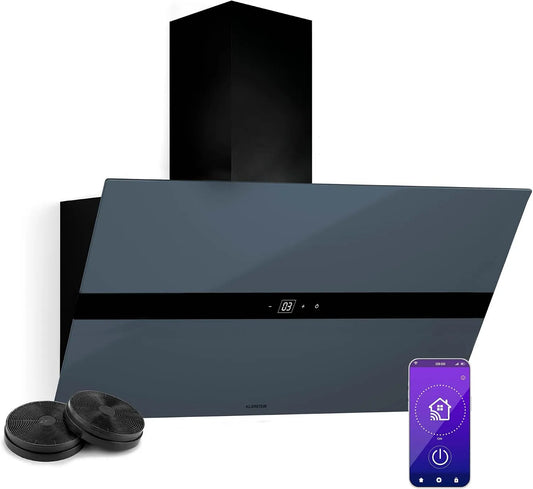 Klarstein hotte aspirante 6000-6500, largeur 90 cm, Silencieuse 52 dB, Hotte de Cuisine, 690 m³/h, WiFusion, Filtre à Charbon Inclus, CEE A++, LED K