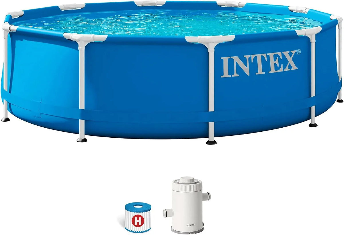 Intex modèle 28202UK 10ft 30in, dimensions 305x76 cm, x Metal Frame Swimming Pool with Filter Pump, capacité 4,485 liters, Blue