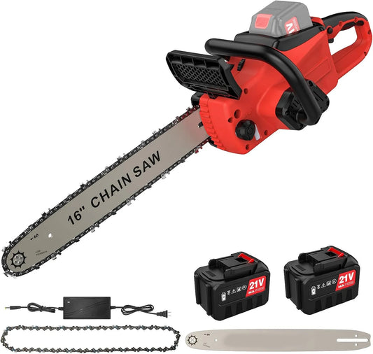Tronçonneuse, Sans Fil 21V, Affûtage Automatique Guide 53cm, 2 Batteries, Compacte-Taille Bois, Lubrification Automatique, Brushless avec Batterie