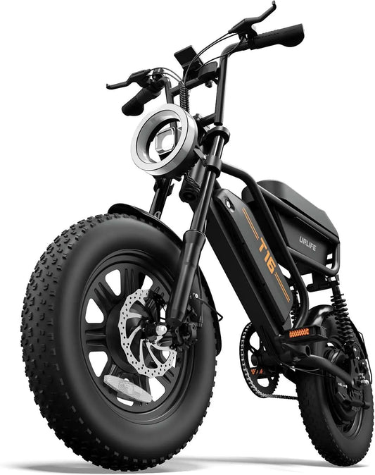 Vélo électrique URLIFE 16, Batterie Amovible 48 V 13 Ah, Autonomie de 120 km, C de Rangement E Bike pour Adultes, ' x 3.0, Moteur sans Balais 250W