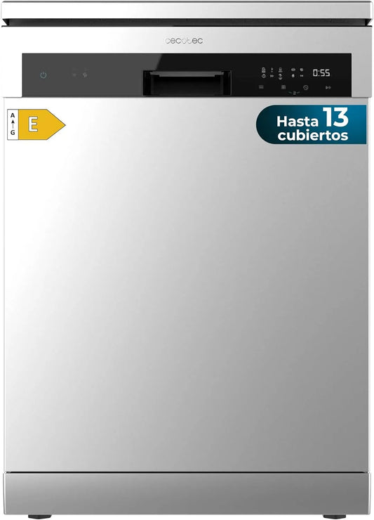 Cecotec lave-vaisselle 6110, Compact 60 cm Bolero Aguazero Inox, 13 Couverts et 6 Programmes, Programme 3 en 1, Départ Différé, puissance 1850W, Dry+