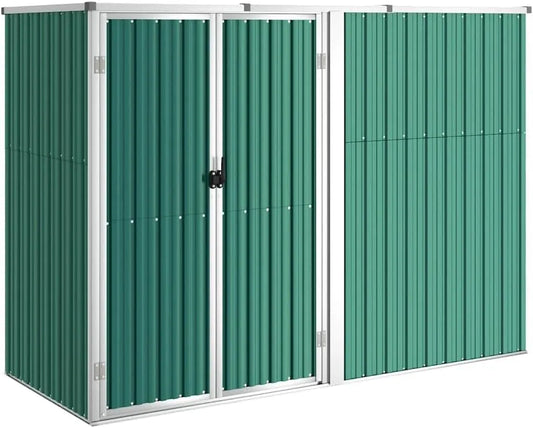 Abri à outils vidaXL, Remise de Stockage Organisateur d'Outils Cabane de Rangement Extérieur Vert 225x89x161 cm Acier Galvanisé