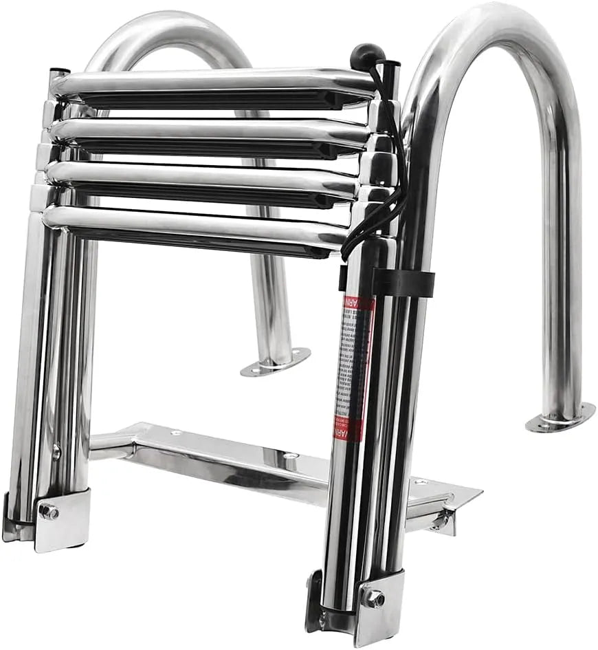 Modèle CM CM CM/61.81 Geloo Echelle, De Piscine INOX 4 Marches échelle De Bain Bateau Pliable pour Piscine, Charge 200 kg, Hauteur 157 CM, Pont