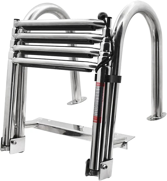 Modèle CM CM CM/61.81 Geloo Echelle, De Piscine INOX 4 Marches échelle De Bain Bateau Pliable pour Piscine, Charge 200 kg, Hauteur 157 CM, Pont