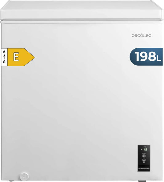 Cecotec congélateur 198P 80º-30, 80º-30º, Contrôle Électronique LED, Porte ZeroG, Compact, C 198L Bolero CoolMarket Chest White E. Panier