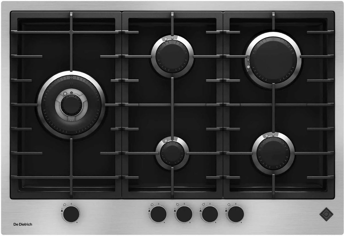 Cuisinière à gaz DPE4729XF De Dietrich, Platinum, Inox, black