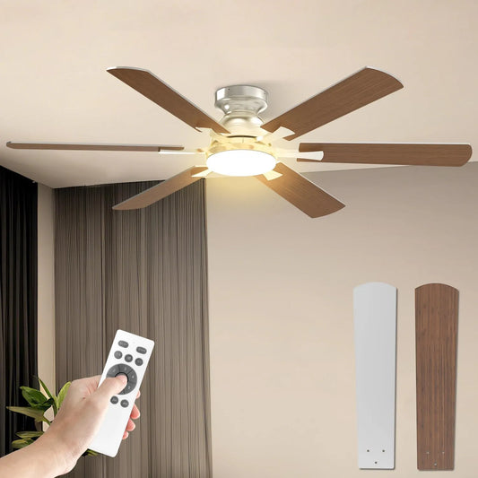 Ventilateur, Mefine 132cm Plafond avec Lumiere Silencieux, Grand de Plafond télécommande incluse et, Moteur DC Réversible pour Chambre Salon Terrasse