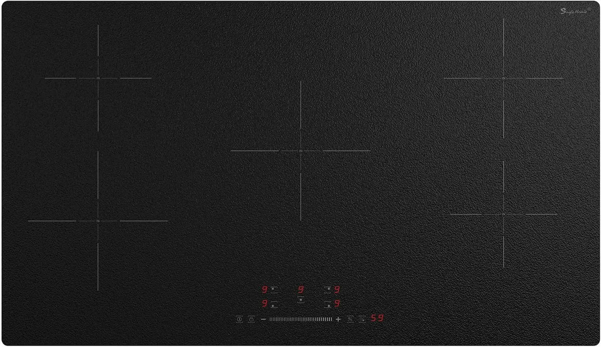 Plaque de cuisson, Induction 90 cm avec Fonction Boost, Induction 5 Feux, 9 Niveaux de Puissance, Minuterie 1-99 Min, puissance 9300W, Sécurité Enfant