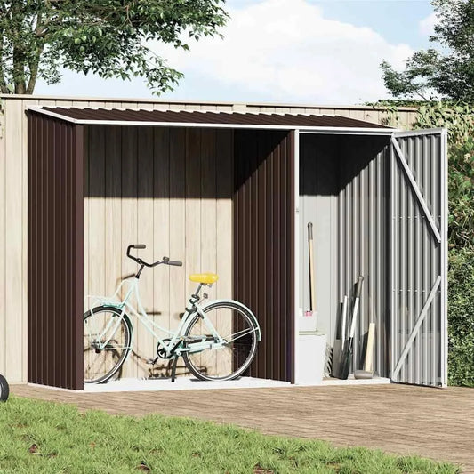 Étagère à, bois de chauffage de jardin en acier galvanisé 245 x 98 x 159 cm, avec toit allongé pour outils et appareils