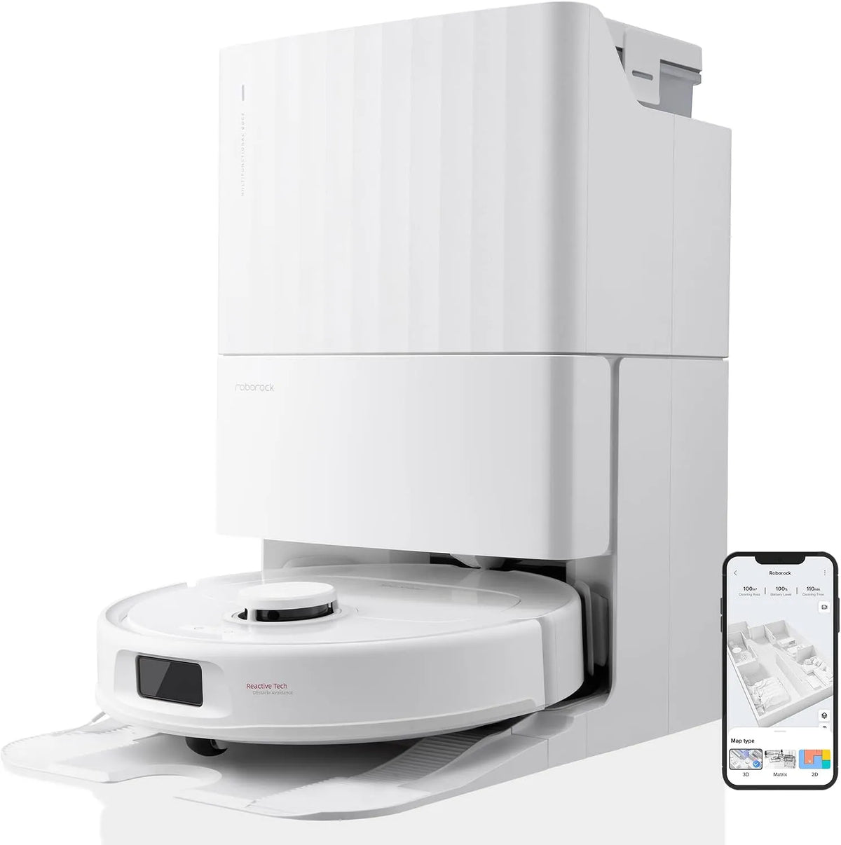 Roborock aspirateur robot, 3D Cartographie, 7000Pa HyperForce, Double Serpillière Rotative 200 TR/Min & Relevable 10mm, Station Multifonctionnelle