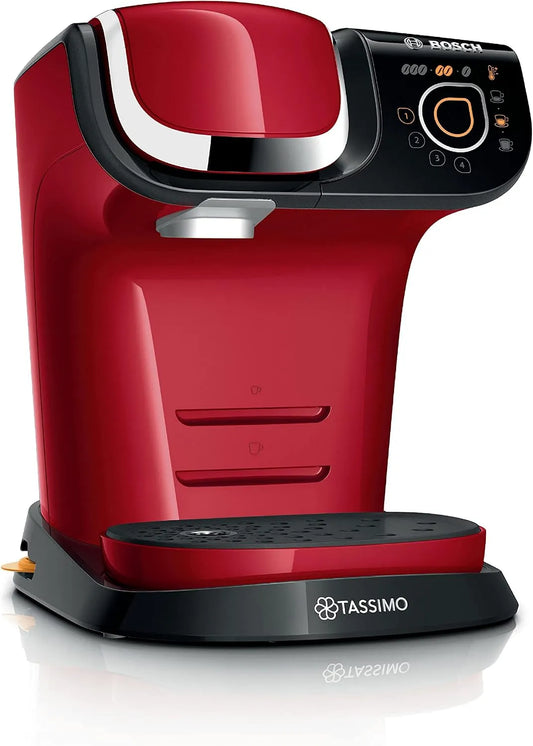 Bosch machine à café tas6503, cafetière à dosette, OneTouch, filtration d'eau Brita Maxtra+, rouge, plus de 40 boissons chaudes, Tassimo My Way