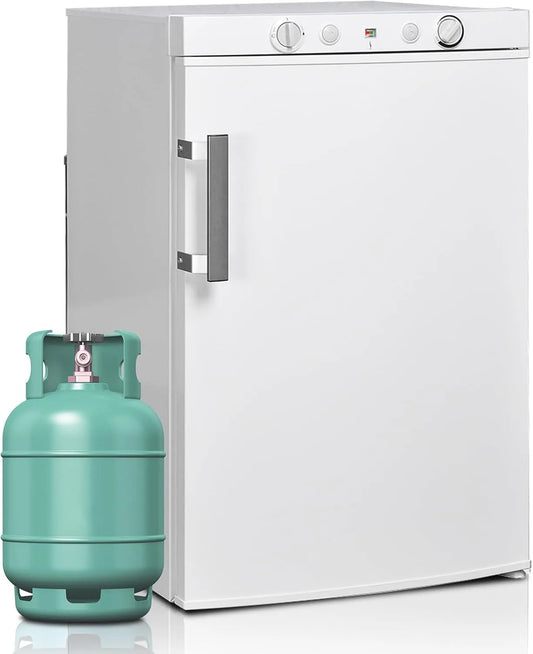 Congélateur, SMETA Frigo à Gaz 220V avec 100L, Réfrigérateur Camping Car Silencieux, Mobile-home, Garage, Gîte, Maison, Chambre, finition blanche