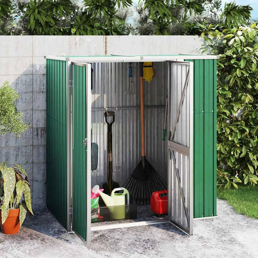 Abri à outils, Métal Solution de Stockage Extérieur Cabane de Rangement à Outils 161 x 89 x 159/161 cm, Acier Galvanisé, Remise de Jardin avec Portes